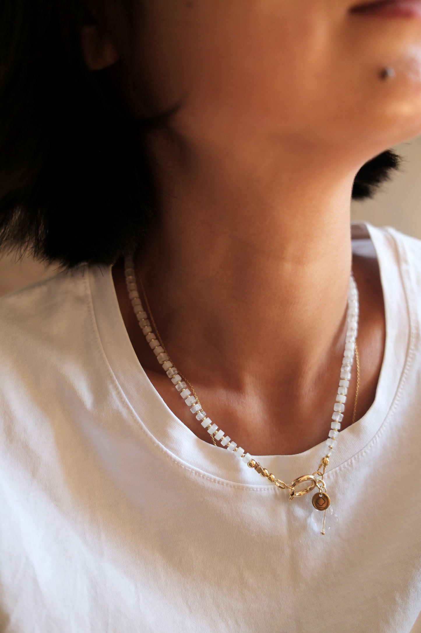 Collier jade blanc XS