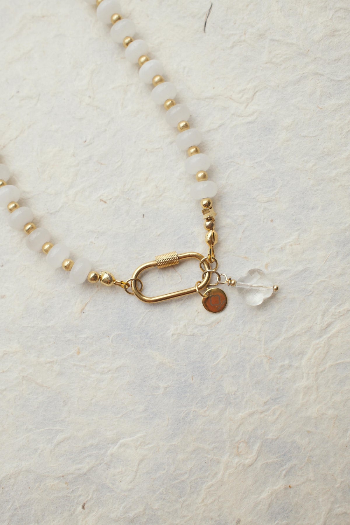Collier bonbons Jade blanc