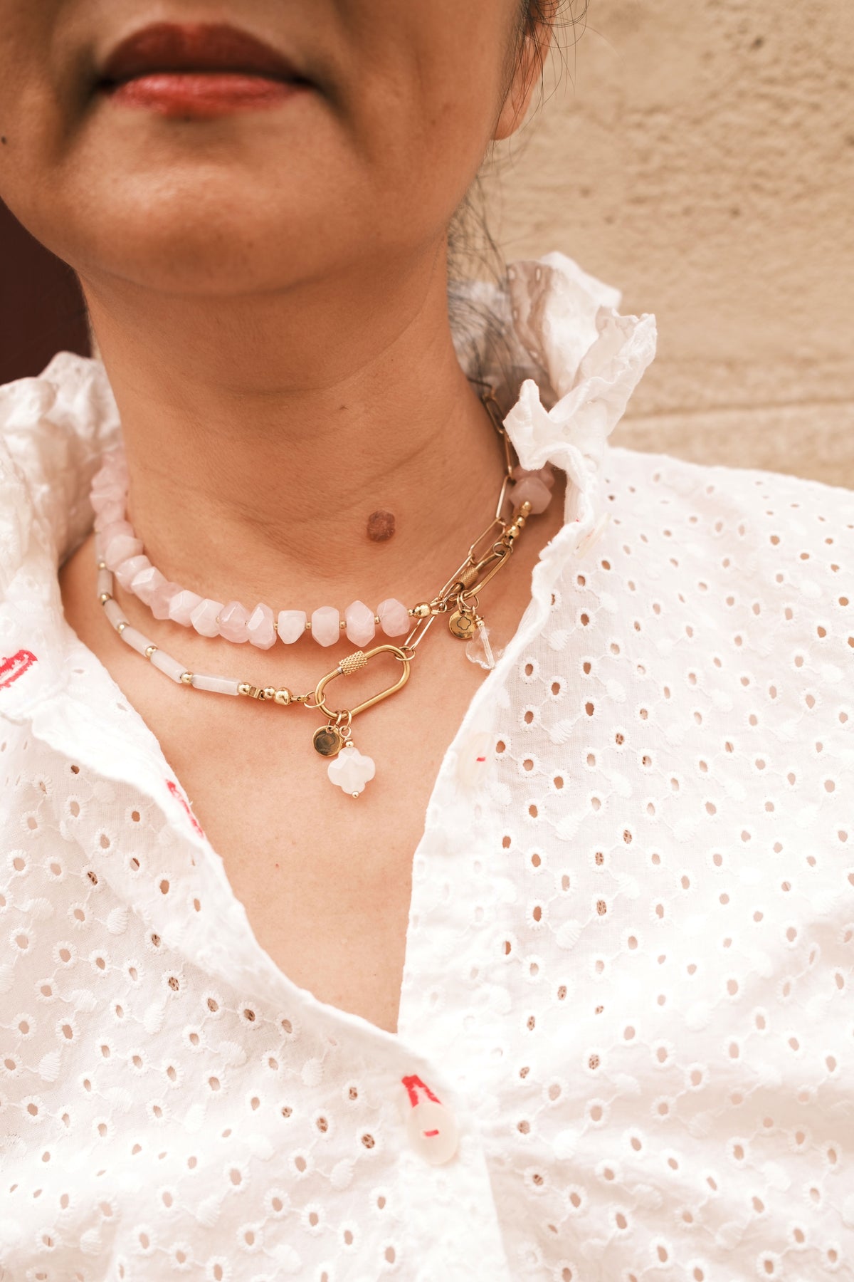 Collier berlingo quartz rose