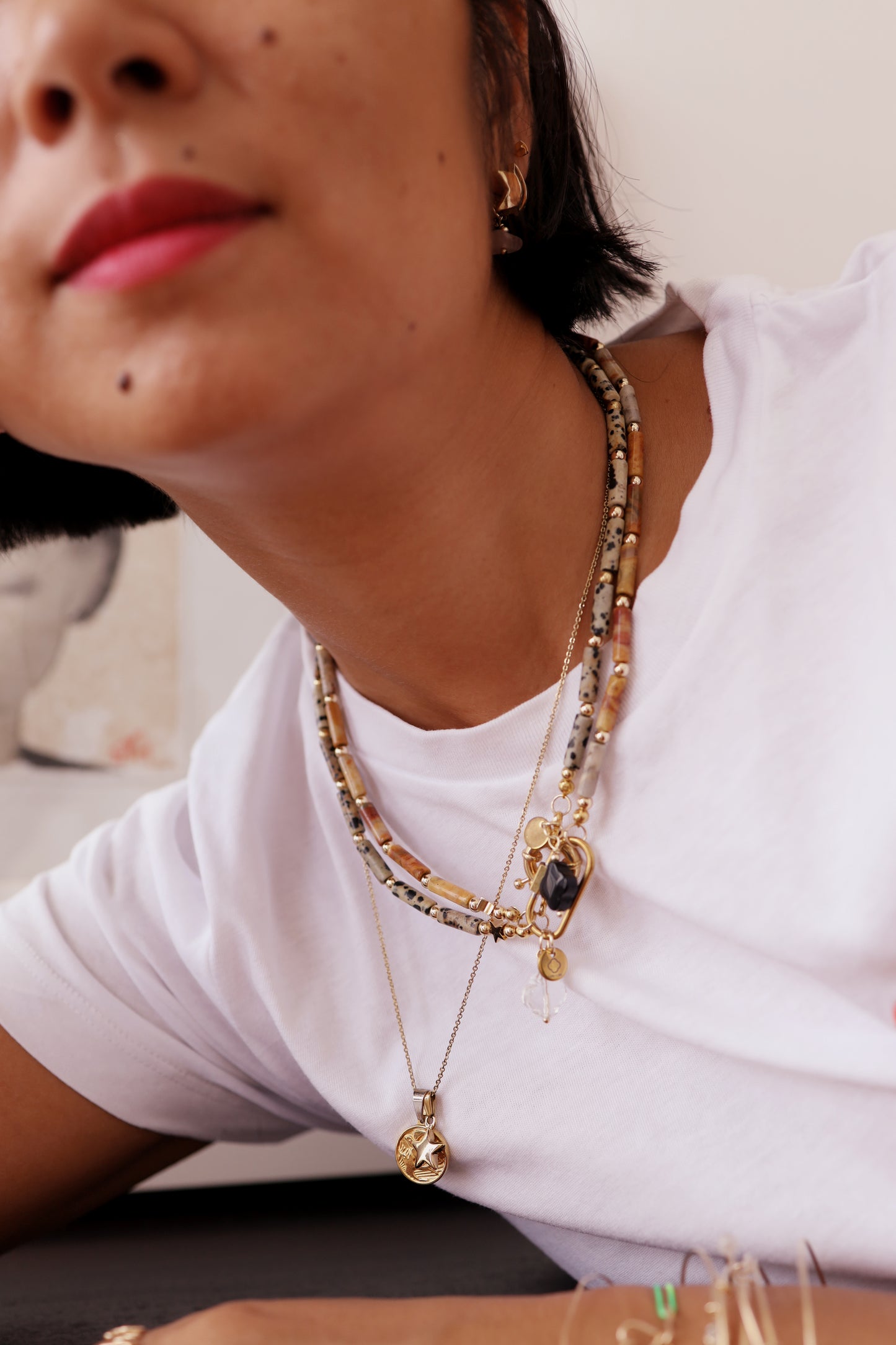 Collier agate brune