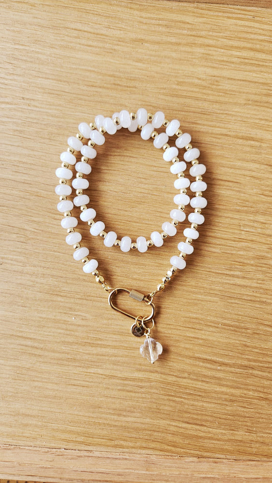 Collier bonbons Jade blanc